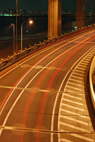 Nachtautobahn senkrecht — Stockfoto
