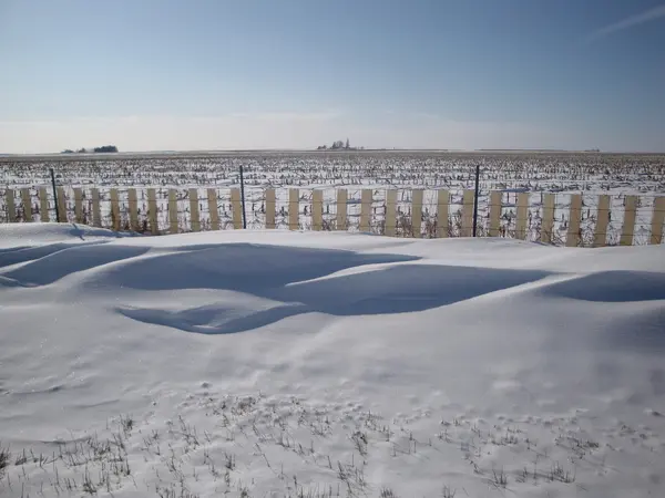 stock image Winter Snow Dunes Along Country Fence