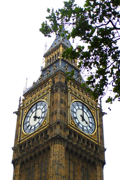 Big Ben v Londýně rámují zeleň — Stock fotografie