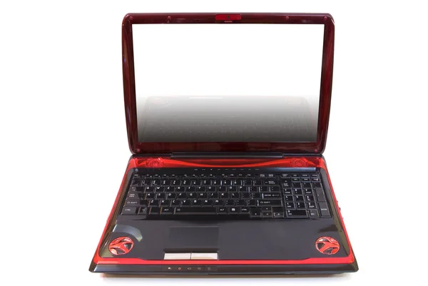 Вид спереду на червоний ноутбук . — стокове фото
