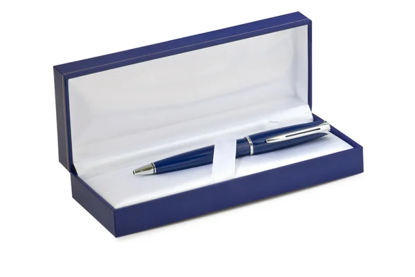 蓝色的 masterbox。里面的笔. — 图库照片