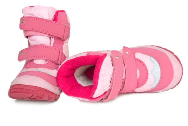 Růžové teplé boty dětské. — Stock fotografie