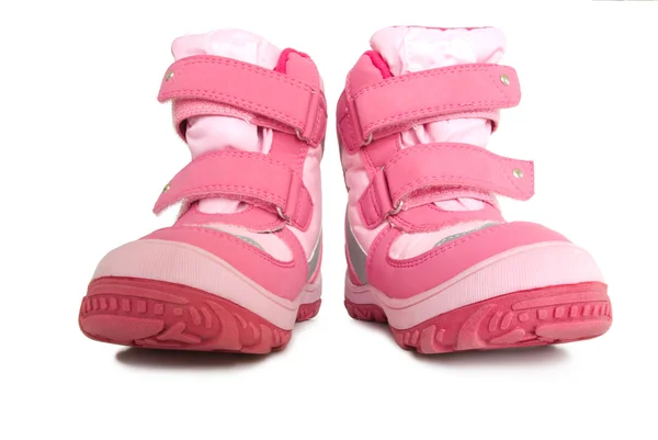 Рожеві дитячі теплі черевики . — стокове фото