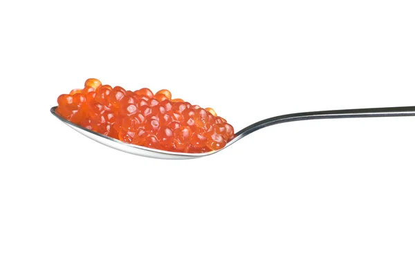 Caviar vermelho na colher . — Fotografia de Stock