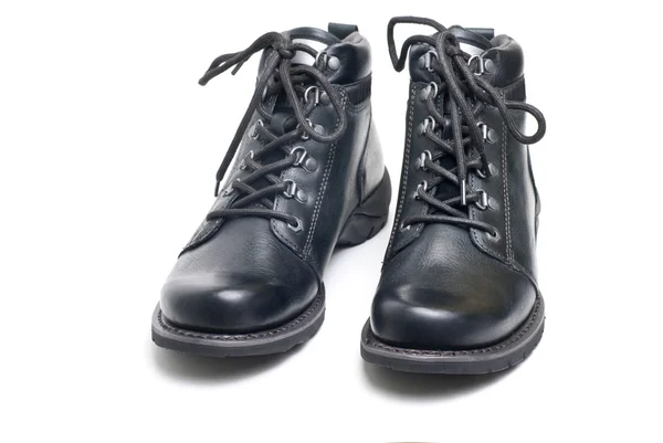 Black leather boots. — Stock Photo, Image