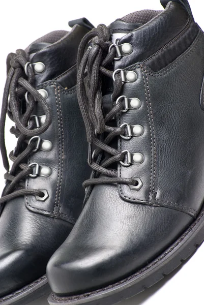 Black leather boots. — Stock Photo, Image