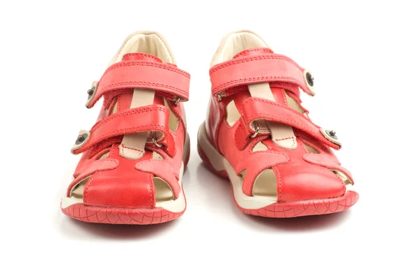 Lilla röda barn skor. — Stockfoto