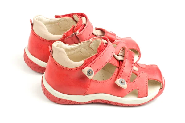 Little red kids shoes. — Stock Photo, Image