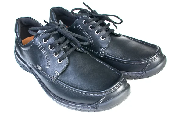 New black leather shoes — Stock Photo, Image