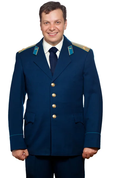 Hombre en uniforme de desfile de las fuerzas aéreas militares rusas — Foto de Stock
