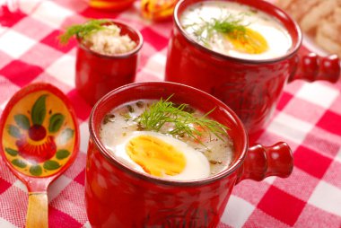 White borscht with horseradish clipart