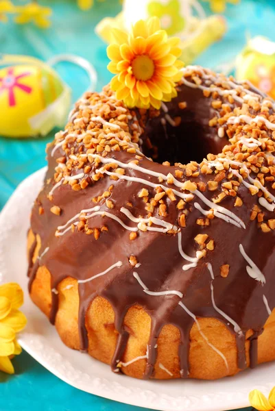 Chocolate ring cake for easter — Stock Photo, Image