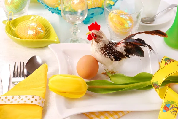 Easter table with cock — Stock Photo, Image