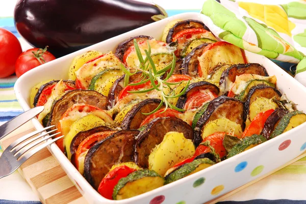 Vegetables baked with cheese — Stock Photo, Image