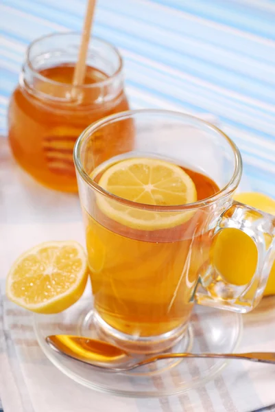 Tea with lemon and honey — Stock Photo, Image