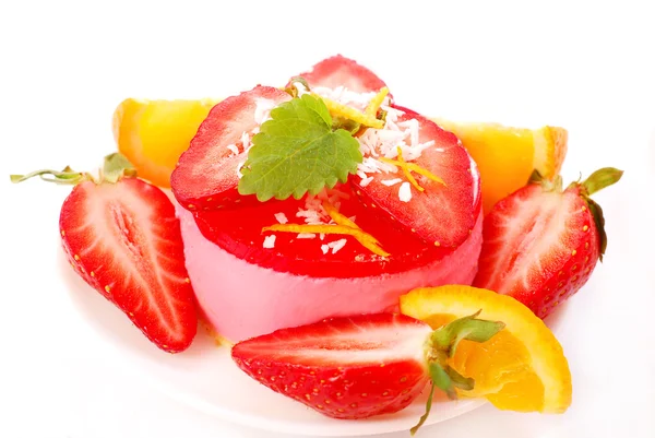 Strawberry round cheesecake — Stock Photo, Image