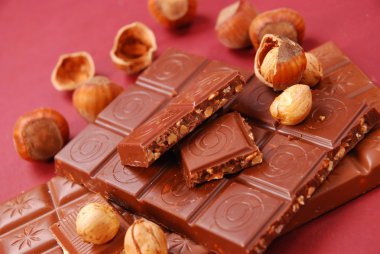 Chocolate bars with hazelnuts clipart