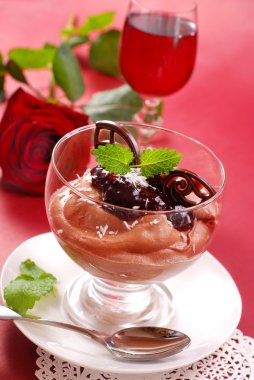 Chocolate mousse dessert in glass clipart