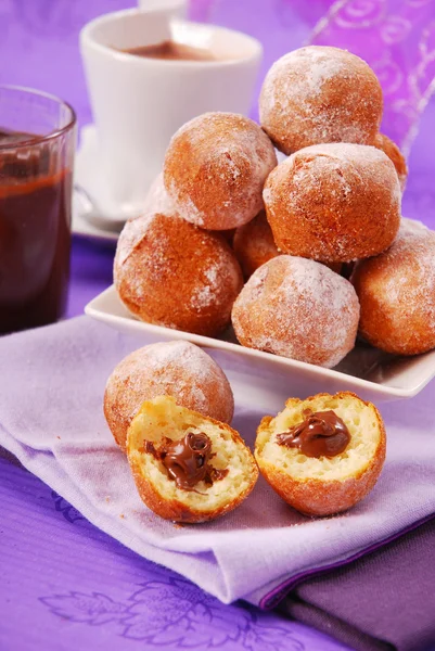 Small round donuts with chocolate — Stock Photo, Image