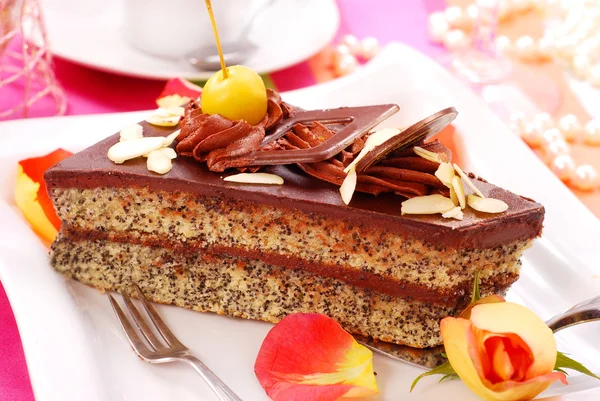 stock image Chocolate and poppy cake