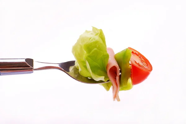 Salată proaspătă pe furculiță Fotografie de stoc