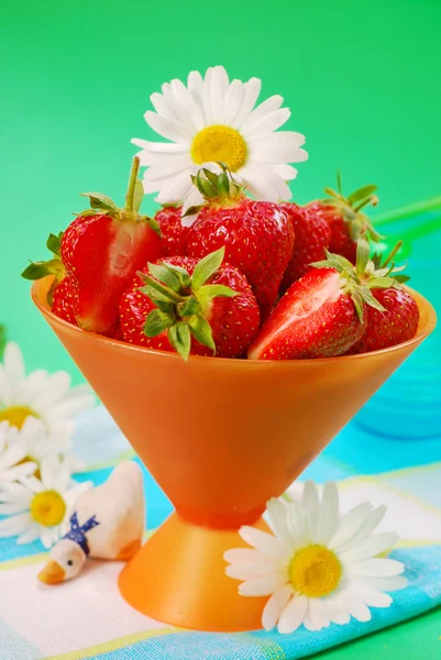 Świeże truskawki w misce — Zdjęcie stockowe