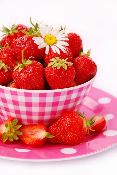 Färska jordgubbar i skål — Stockfoto
