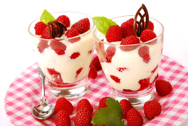 Hindbær dessert Royaltyfrie stock-fotos