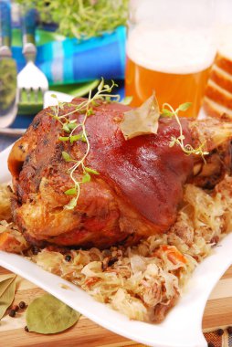 Pork knuckle baked with beer clipart