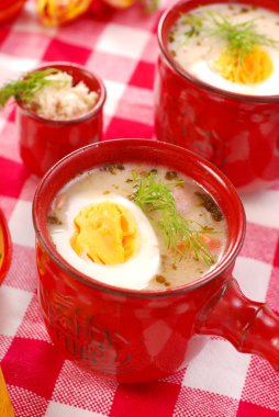 White borscht with horseradish clipart