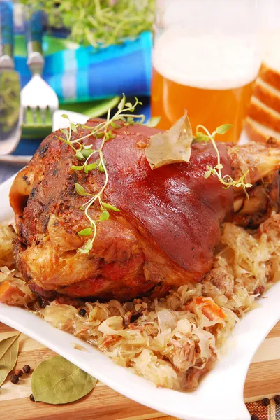 Pork knuckle baked with beer — Stock Photo, Image