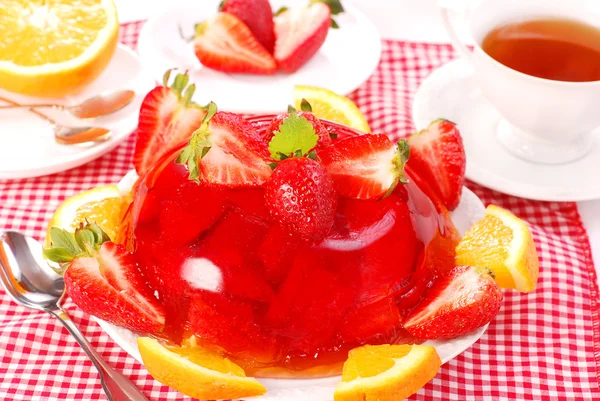 Jelly with strawberry and orange — Stock Photo, Image