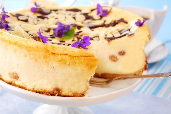 Cheesecake με αμύγδαλα — Φωτογραφία Αρχείου