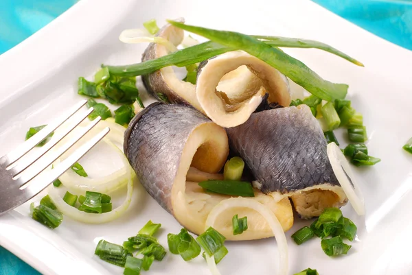 Herrings with chive — Stock Photo, Image