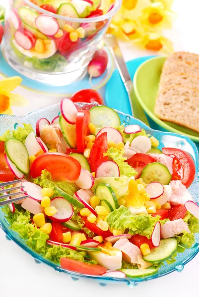 Verse salade met gerookte kip — Stockfoto