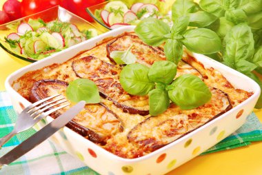 Moussaka with aubergine clipart