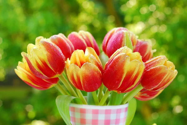 Manojo de tulipanes en el jarrón — Foto de Stock