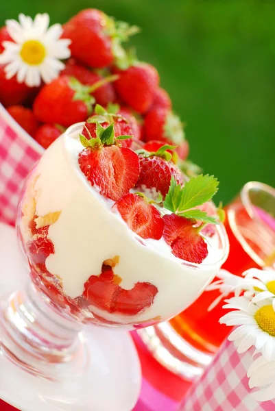 크림 딸기 디저트 — 스톡 사진