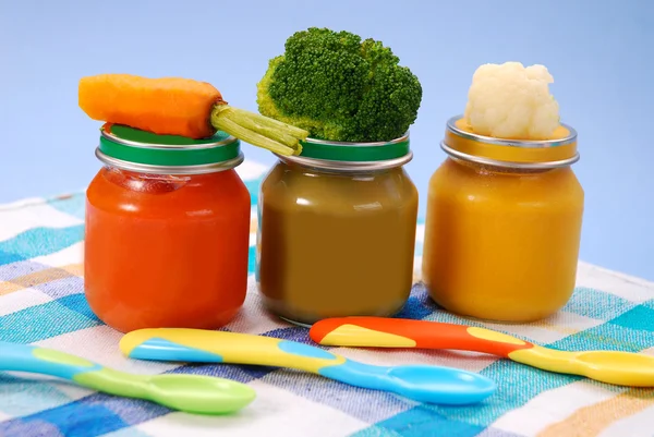 Baby food in jars — Stock Photo, Image