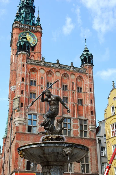 Kašna Neptunu v Gdaňsku (Polsko ) — Stock fotografie