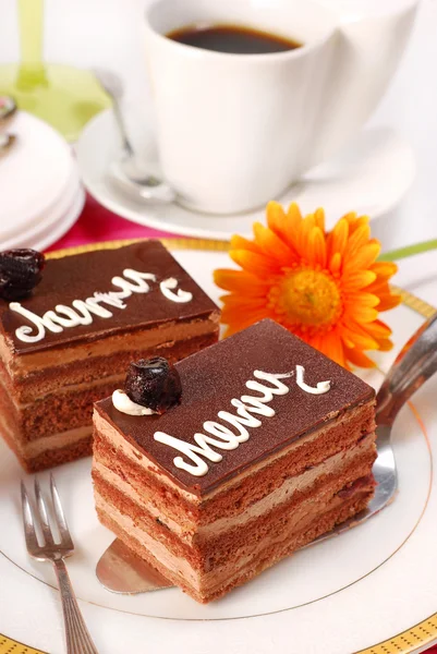 Wiśnia i czekolada ciasto — Zdjęcie stockowe