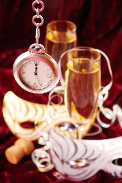 Champagne durante Anno nuovo — Foto Stock