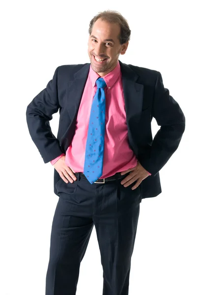 Uomo d'affari ridere su sfondo bianco — Foto Stock