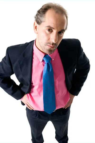 Mann mit rosa Hemd isoliert — Stockfoto