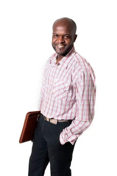 Gelukkige Afrikaanse zakenman glimlachend — Stockfoto
