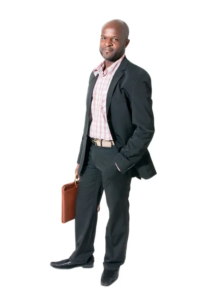 Glücklicher afrikanischer Geschäftsmann lächelt — Stockfoto