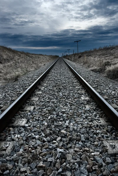 Railway high contrast lines to infinite — Stock Photo, Image