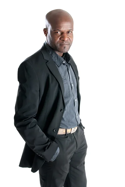 Siyah erkek zarif kostüm whit üzerinde izole — Stok fotoğraf