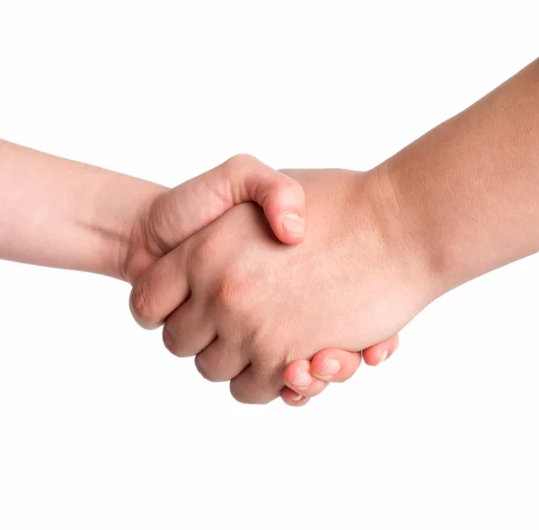 Man and woman handshake isolated on white background — Stock Photo, Image