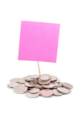 Pink notes and Malaysia coins clipart